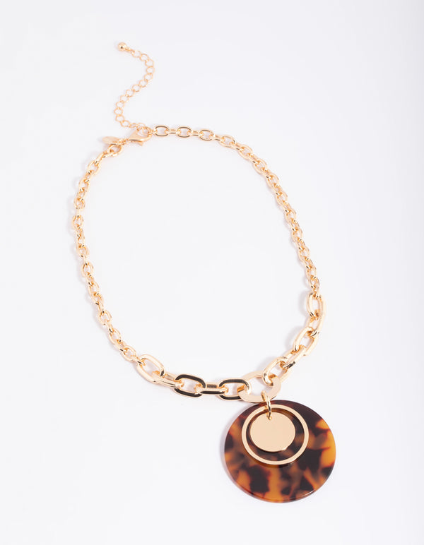 Gold Circle Pendant Necklace