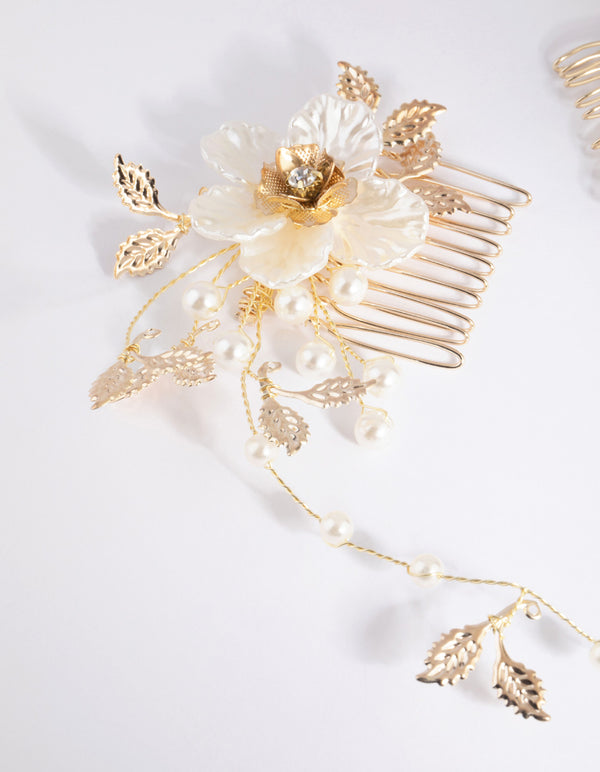 Pearlised Flower Hair Drape