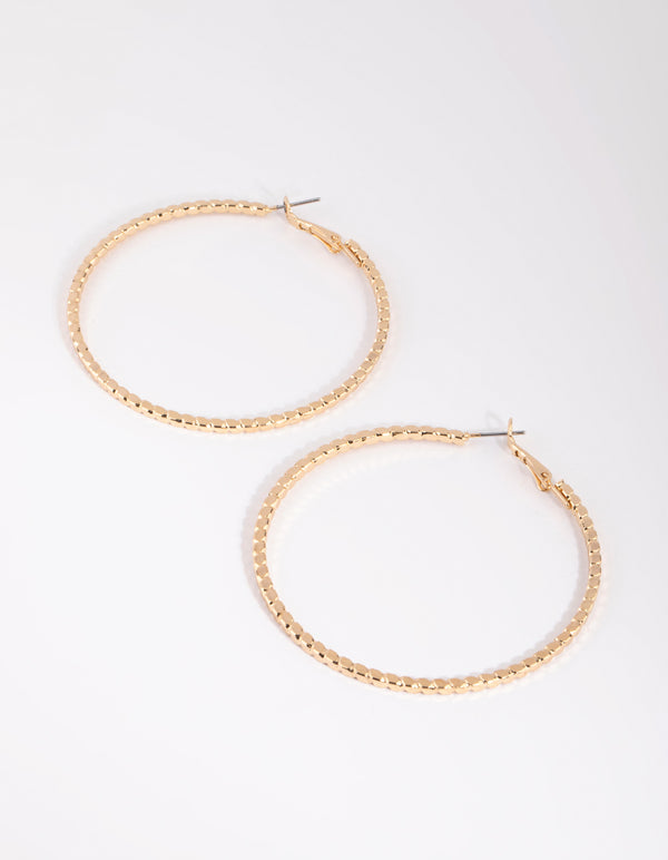 Gold Textured Hoop Earrings