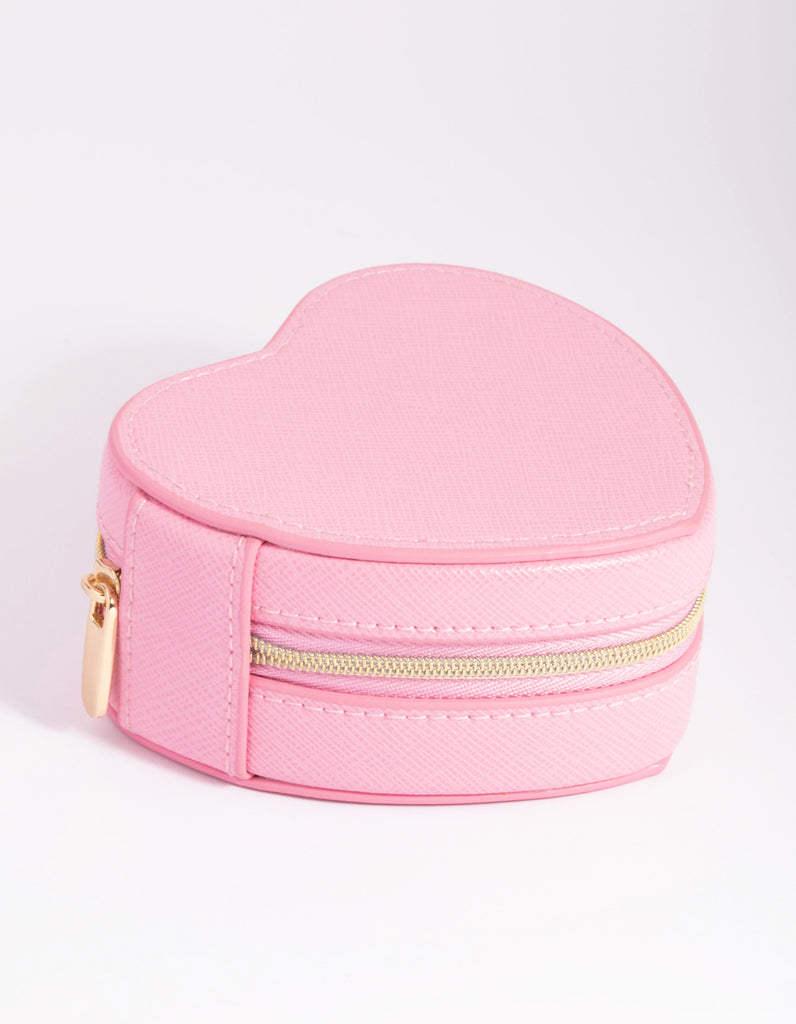 Pink Faux Leather Heart Travel Jewellery Box - Lovisa