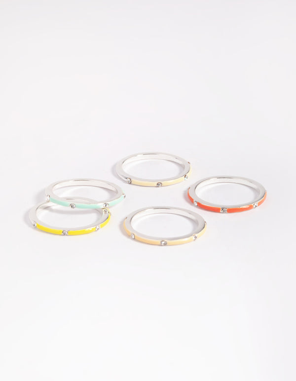 Silver Diamante Ring Pack