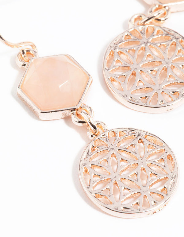 Rose Gold Quartz Drop Earrings