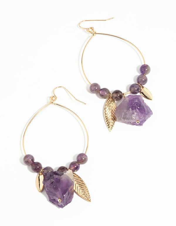 Gold Amethyst Drop Earrings