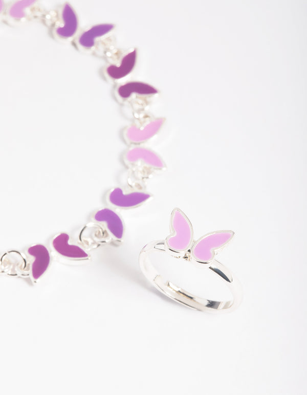 Kids Butterfly Bracelet & Ring Set