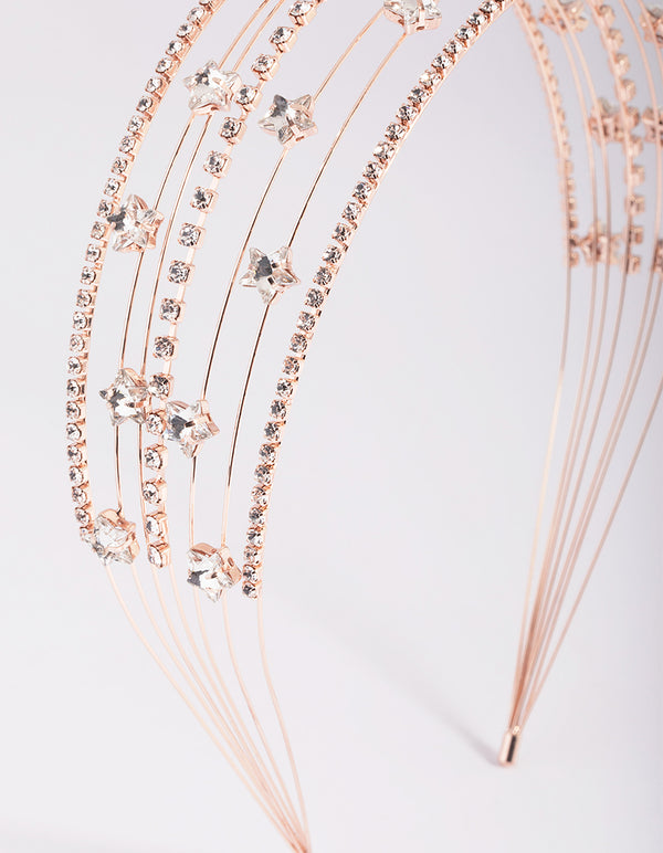 Rose Gold Diamante Star Headband