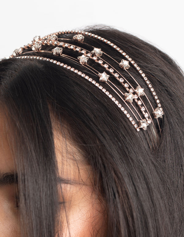 Rose Gold Diamante Star Headband