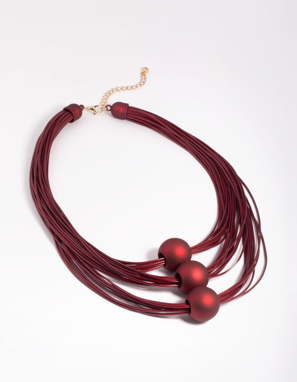 Matte Red Cord Layered Necklace