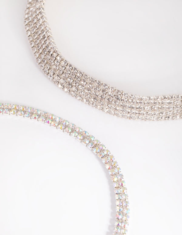 Silver Diamante Choker Pack