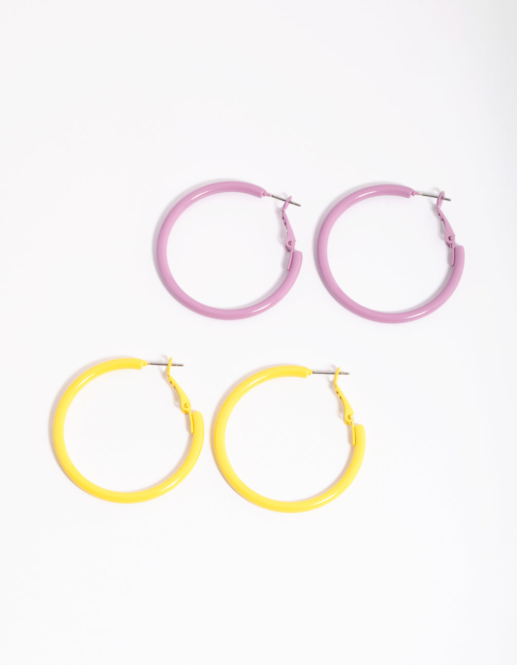 90s Matte Yellow Hoop Earring Set