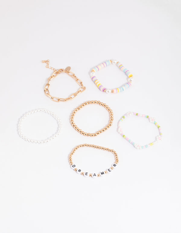 90s Colourful Pearl Bracelet Pack