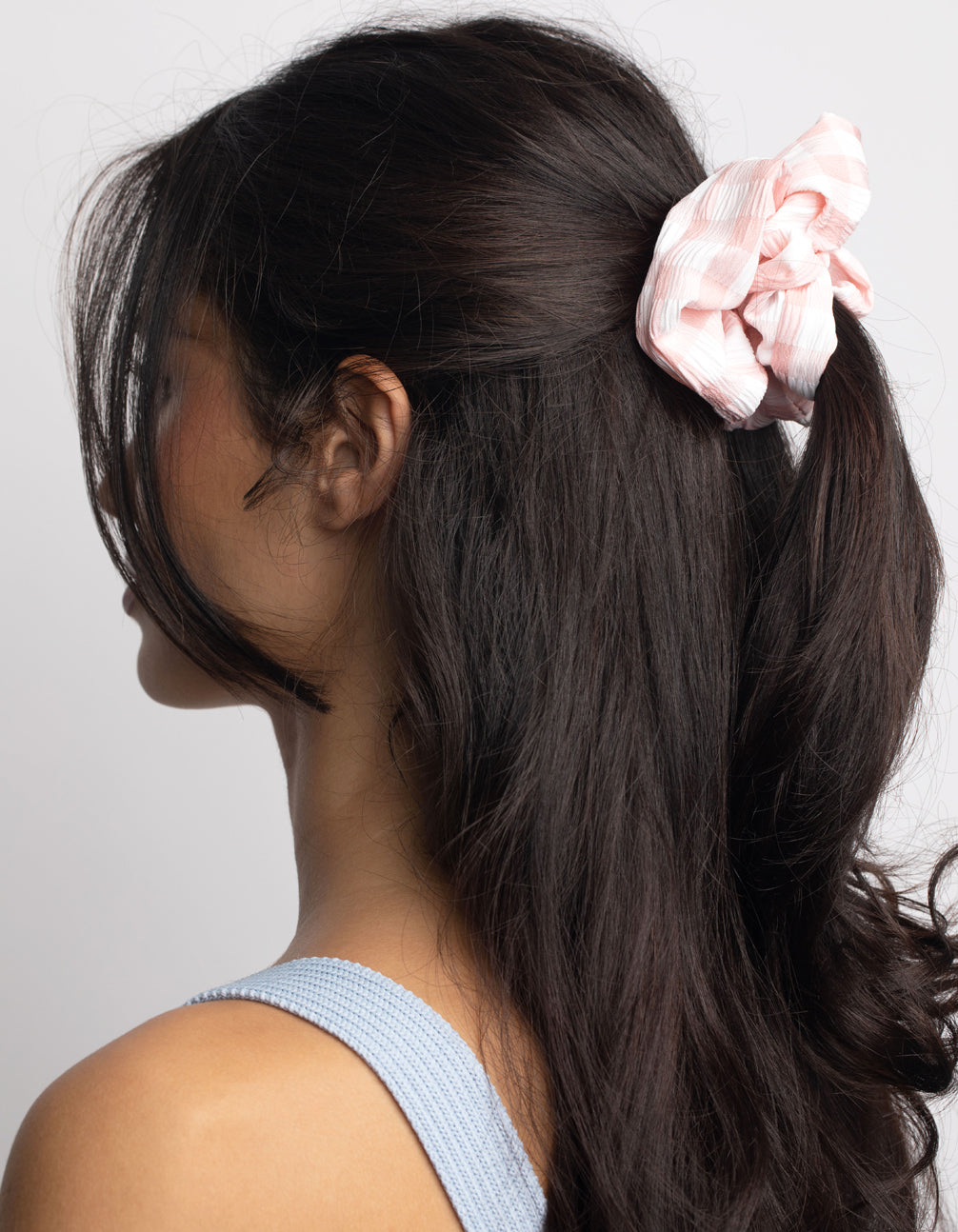 Blush & White Check Scrunchie