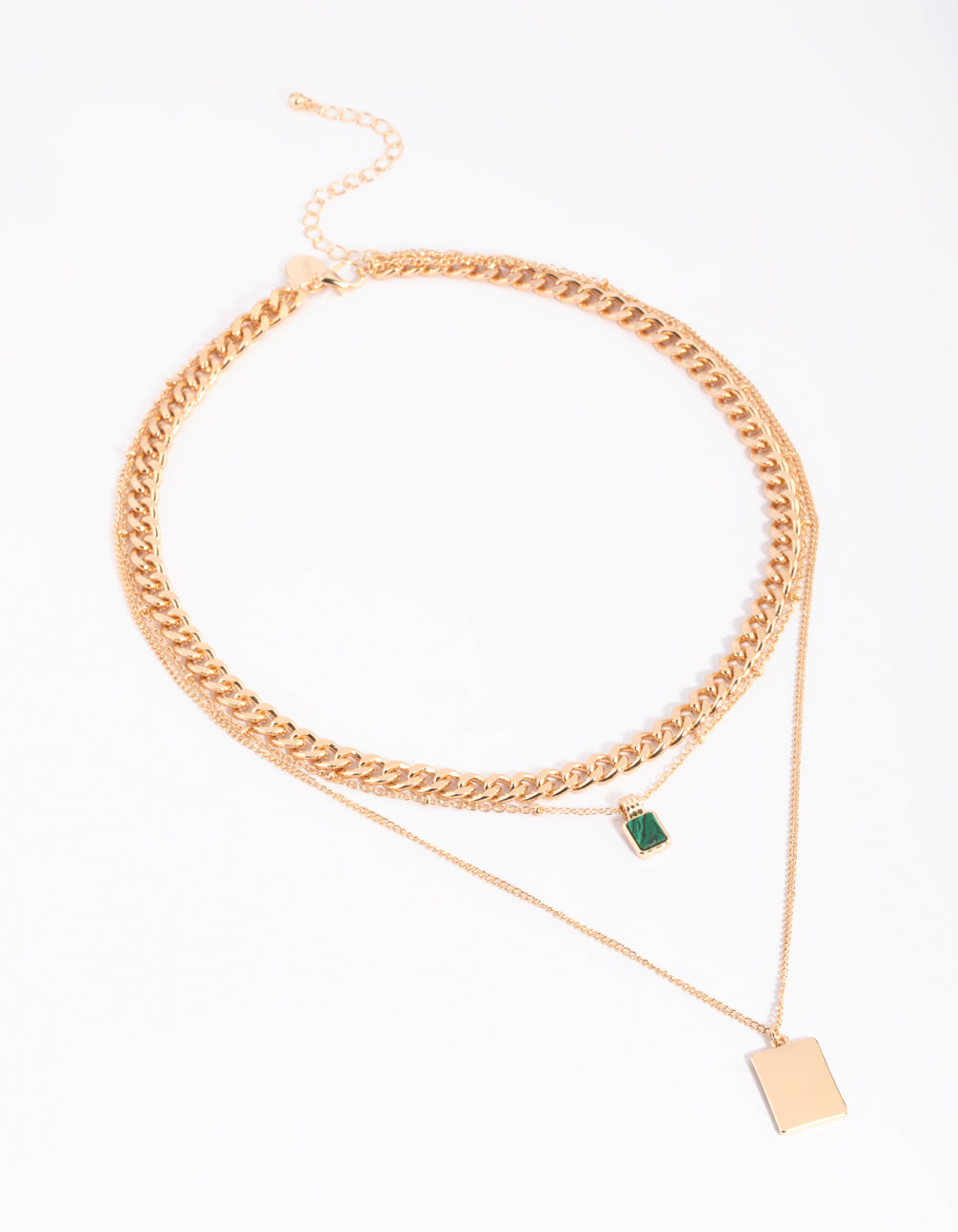 Green Layered Pendant Necklace