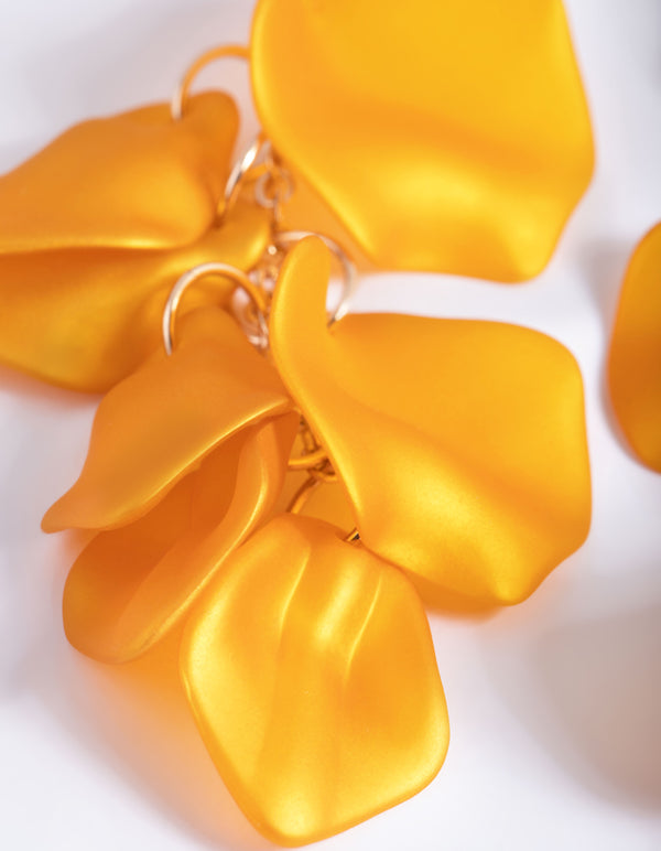 Matte Yellow Petal Drop Earrings