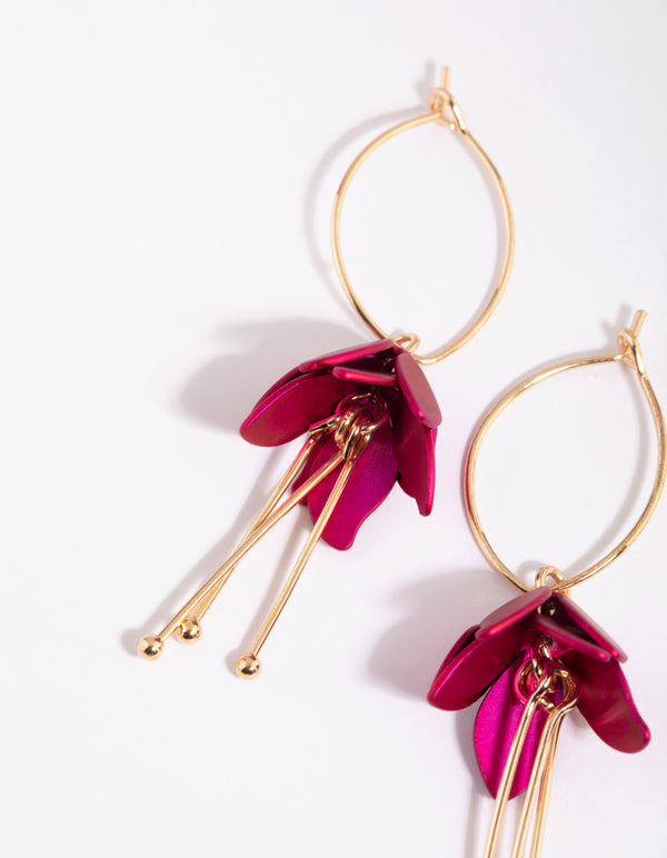 Fuchsia Flower Drop Earrings