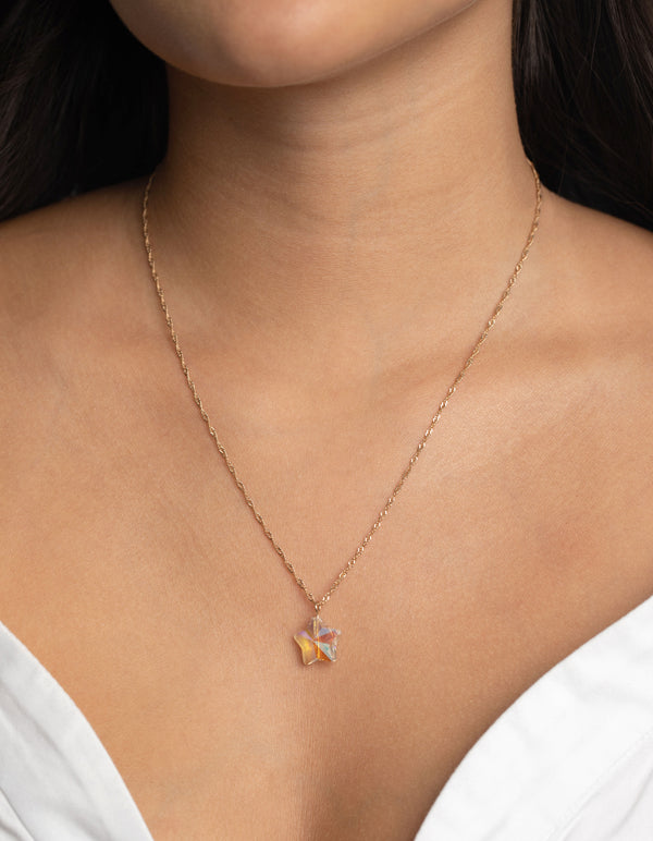 Gold Celestial Iridescent Necklace Set