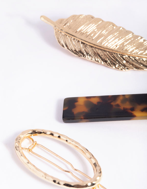 Gold & Tortoiseshell Clips