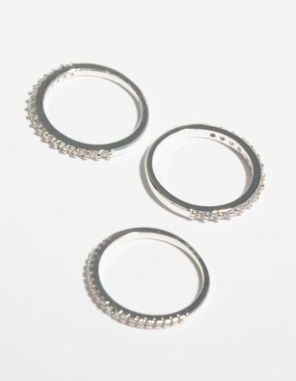 Silver Cubic Zirconia Fine Ring Stack