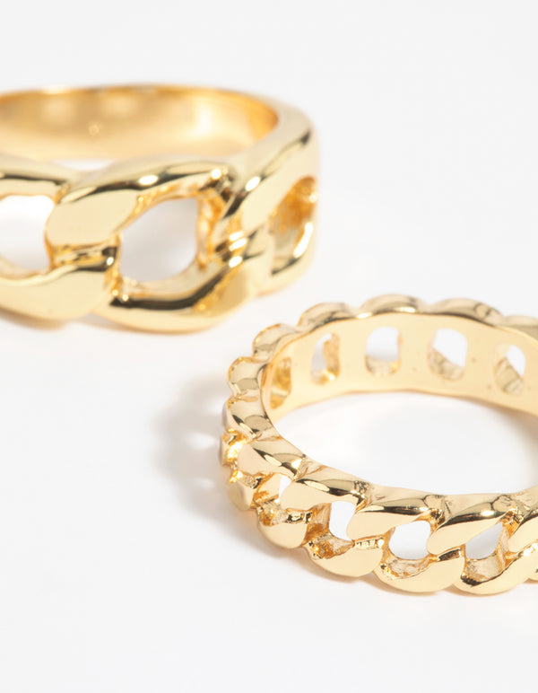 Gold Chain Ring Stack Pack