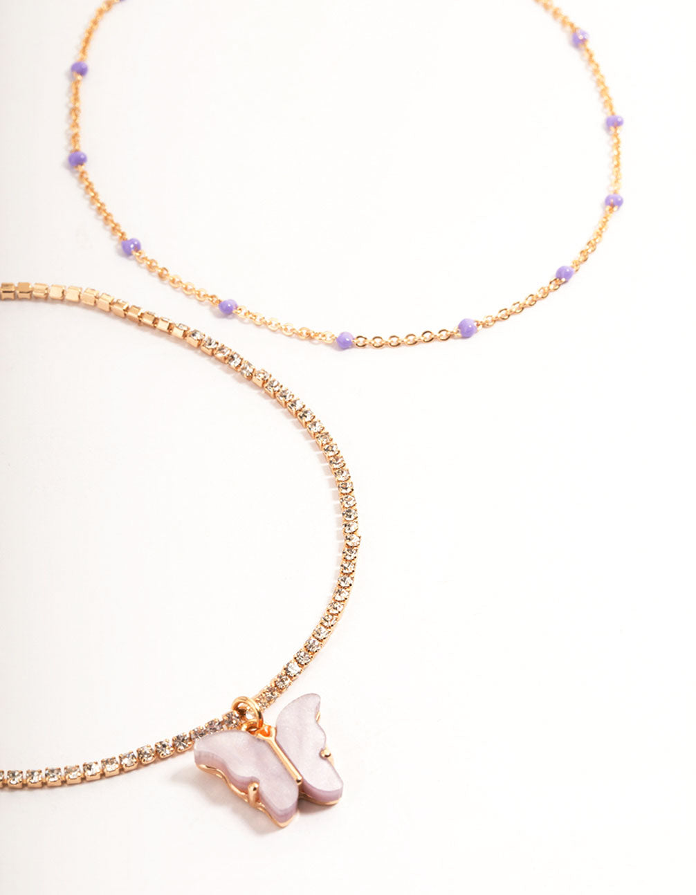Gold Diamante Butterfly Anklet Pack