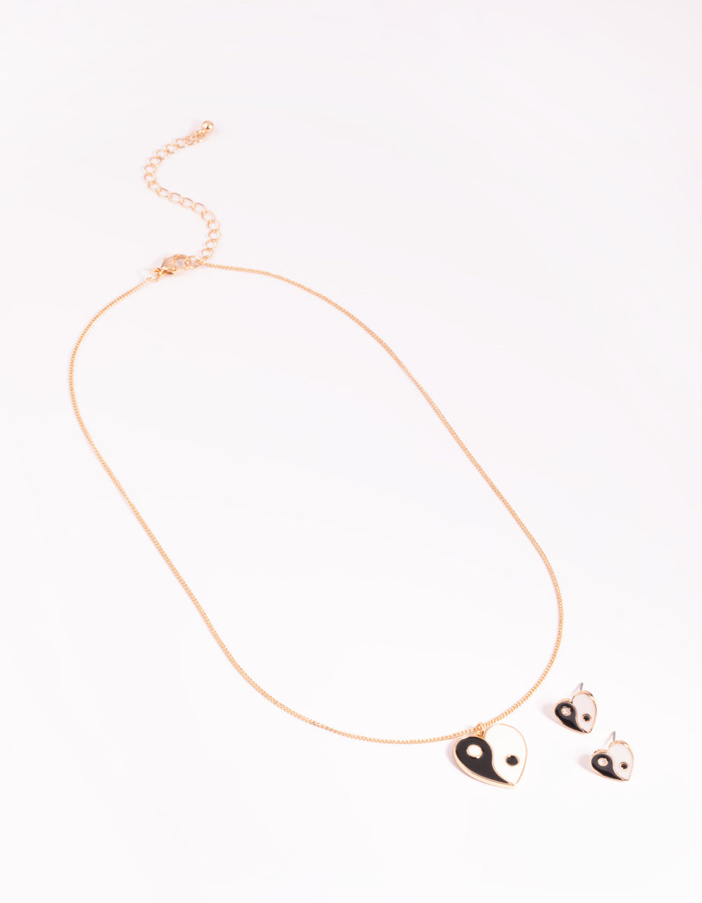 Black & White Yin Yang Necklace & Stud Earrings