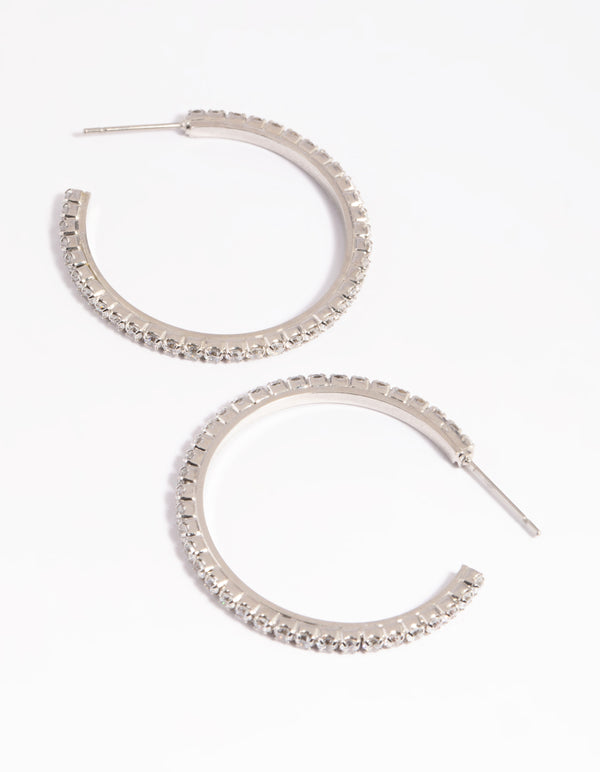 Silver Cubic Zirconia Hoop Earrings