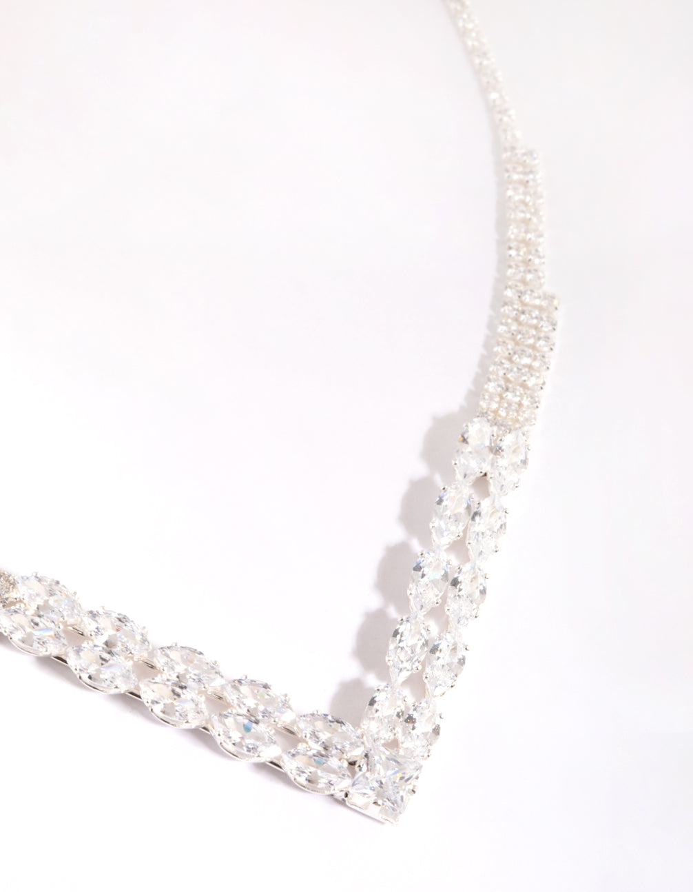 Silver Cubic Zirconia Point Statement Necklace
