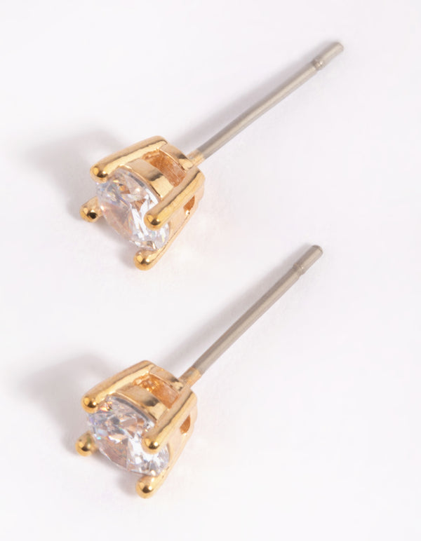 Gold Cubic Zirconia Stud Earrings