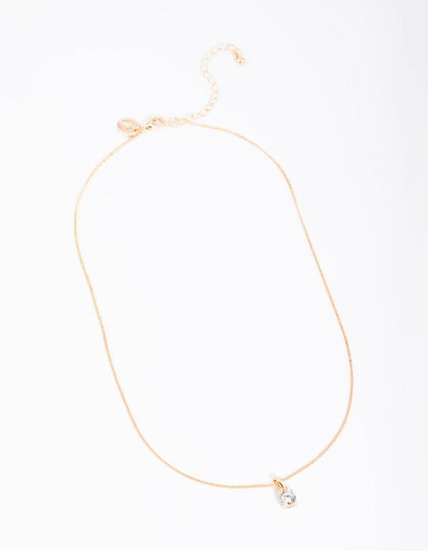 Gold Round Cubic Zirconia Necklace