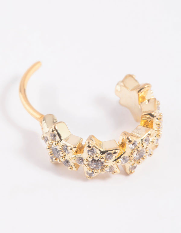 Gold Plated Surgical Steel Cubic Zirconia Star Clicker Ring
