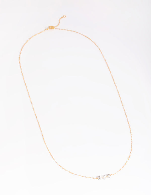 Gold Plated Sterling Silver Crystal Necklace