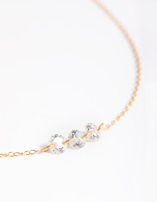 Gold Plated Sterling Silver Crystal Necklace