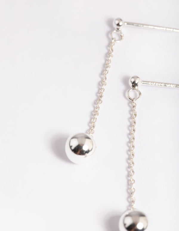 Sterling Silver Ball & Chain Drop Earrings