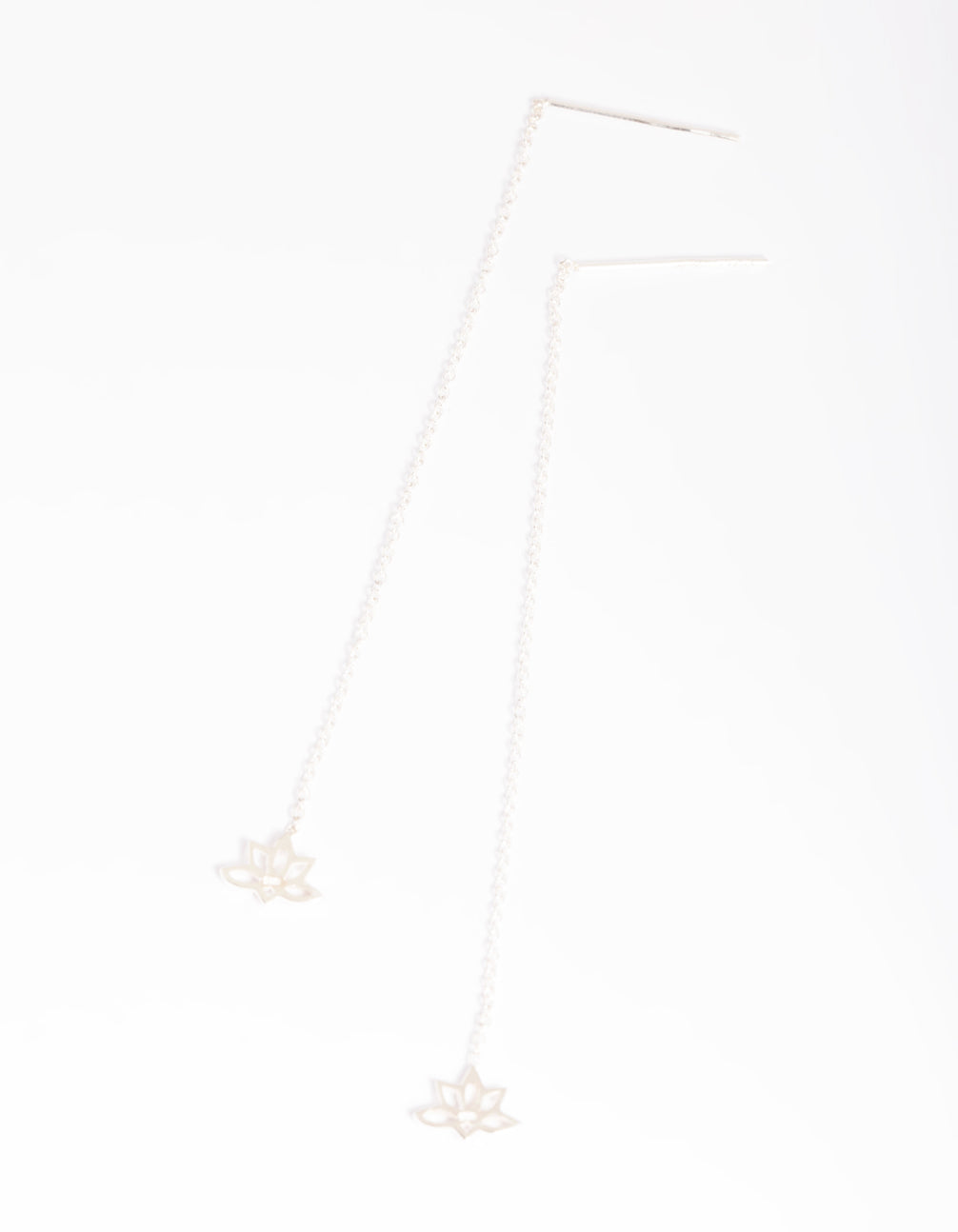 Sterling Silver Lotus Thread Through Earrings