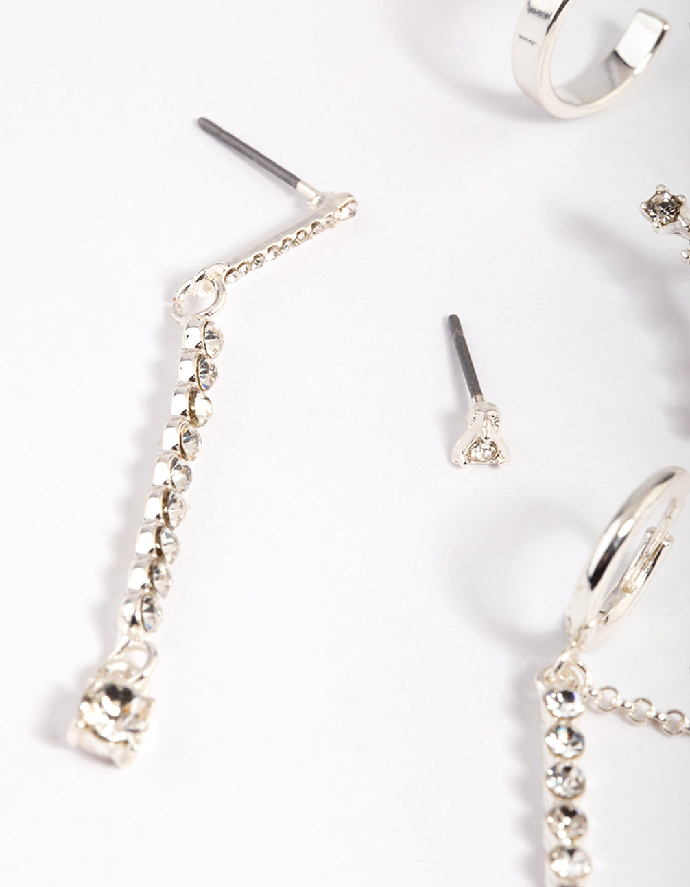 Silver Clear Stone Stud Earring Pack
