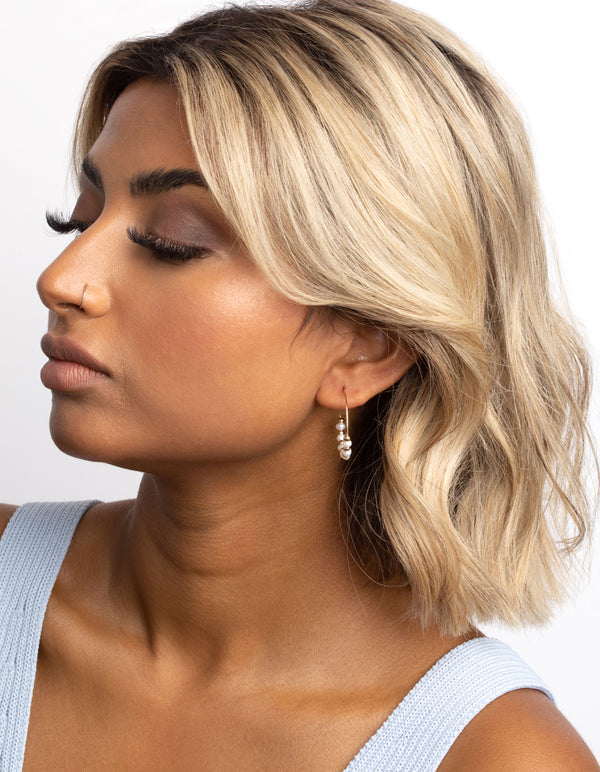 Gold Plated Pearl Hoop Earrings