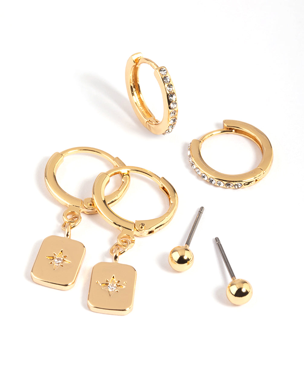 Gold Plated Brass Celestial Earring Stack 6-Pack