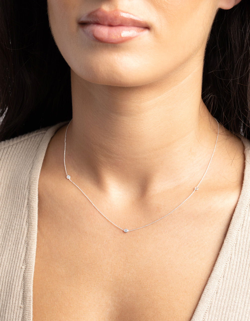Silver Plated Brass Cubic Zirconia Fine Necklace