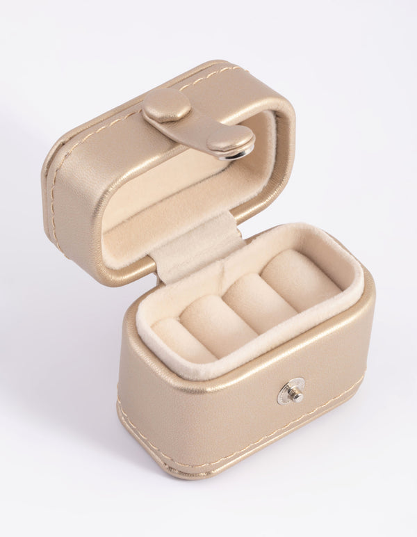 Small Gold Faux Leather Ring Box
