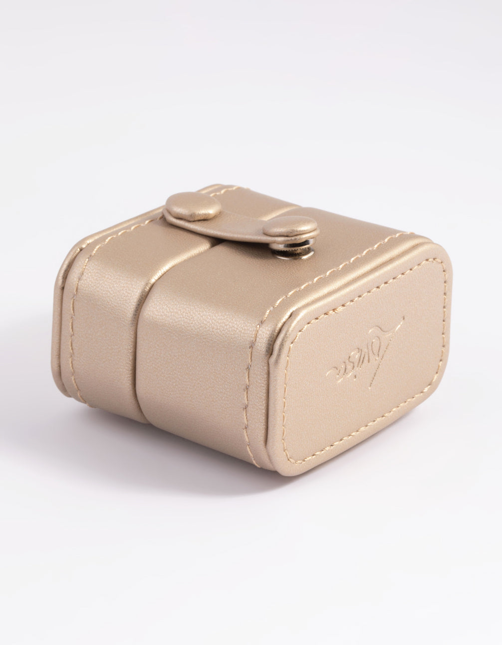 Small Gold Faux Leather Ring Box