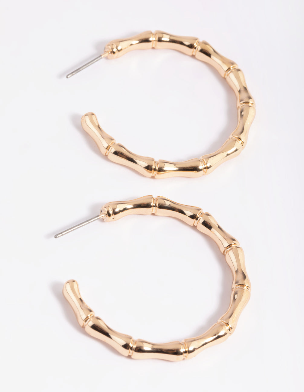 Gold Bamboo Detail Hoop Earrings