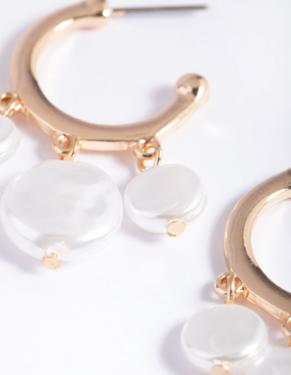 Gold Pearl Trio Hoop Earrings