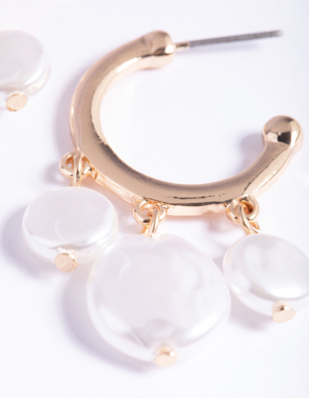 Gold Pearl Trio Hoop Earrings