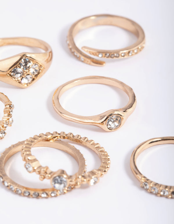 Gold Sparkly Ring Stack Pack