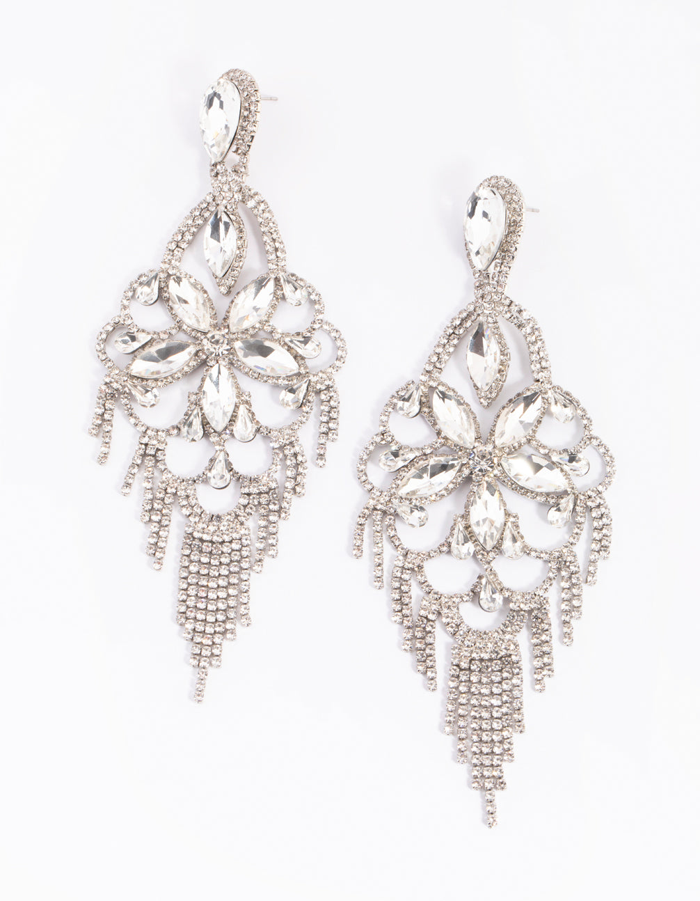 Silver Diamante Statement Earrings