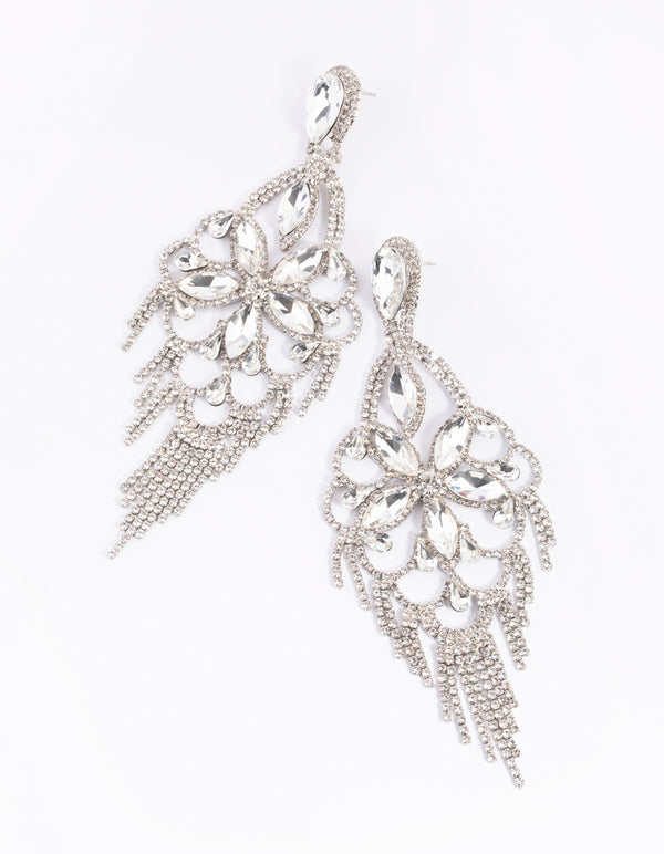 Silver Diamante Statement Earrings
