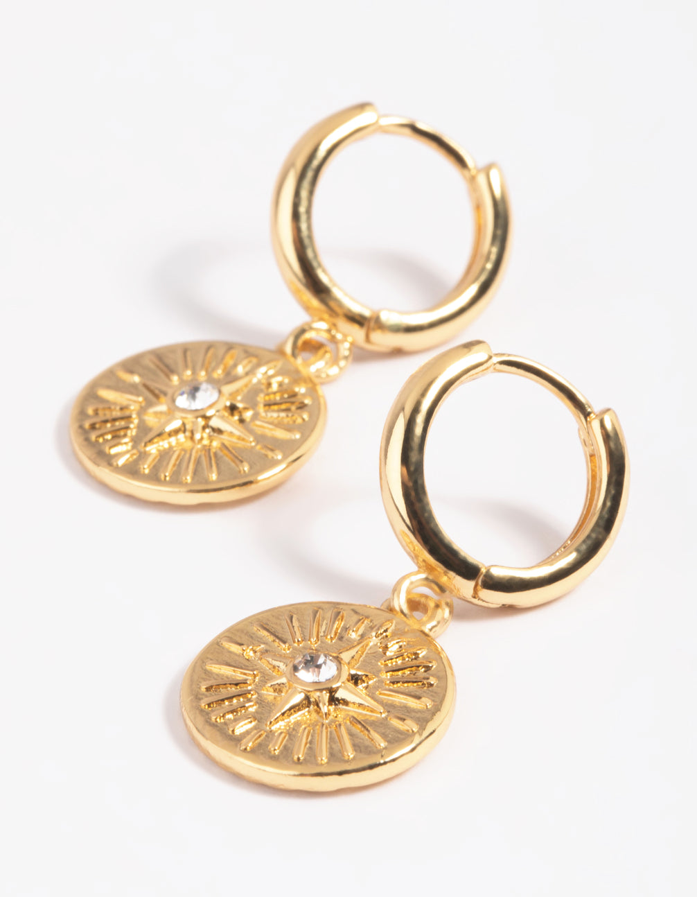 Gold Plated Celestial Huggie Hoop Earrings