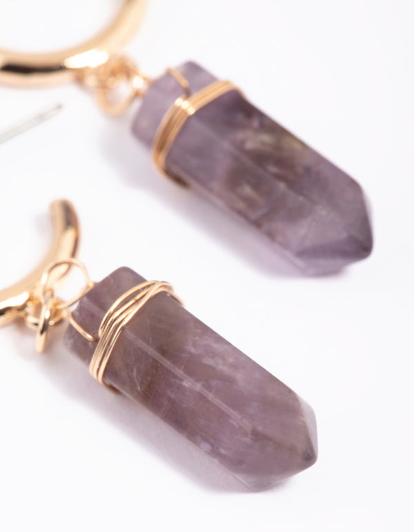 Amethyst Shard Hoop Earrings