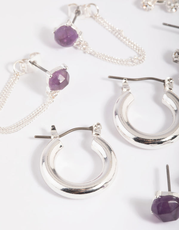 Amethyst Shard Earring Stack Pack