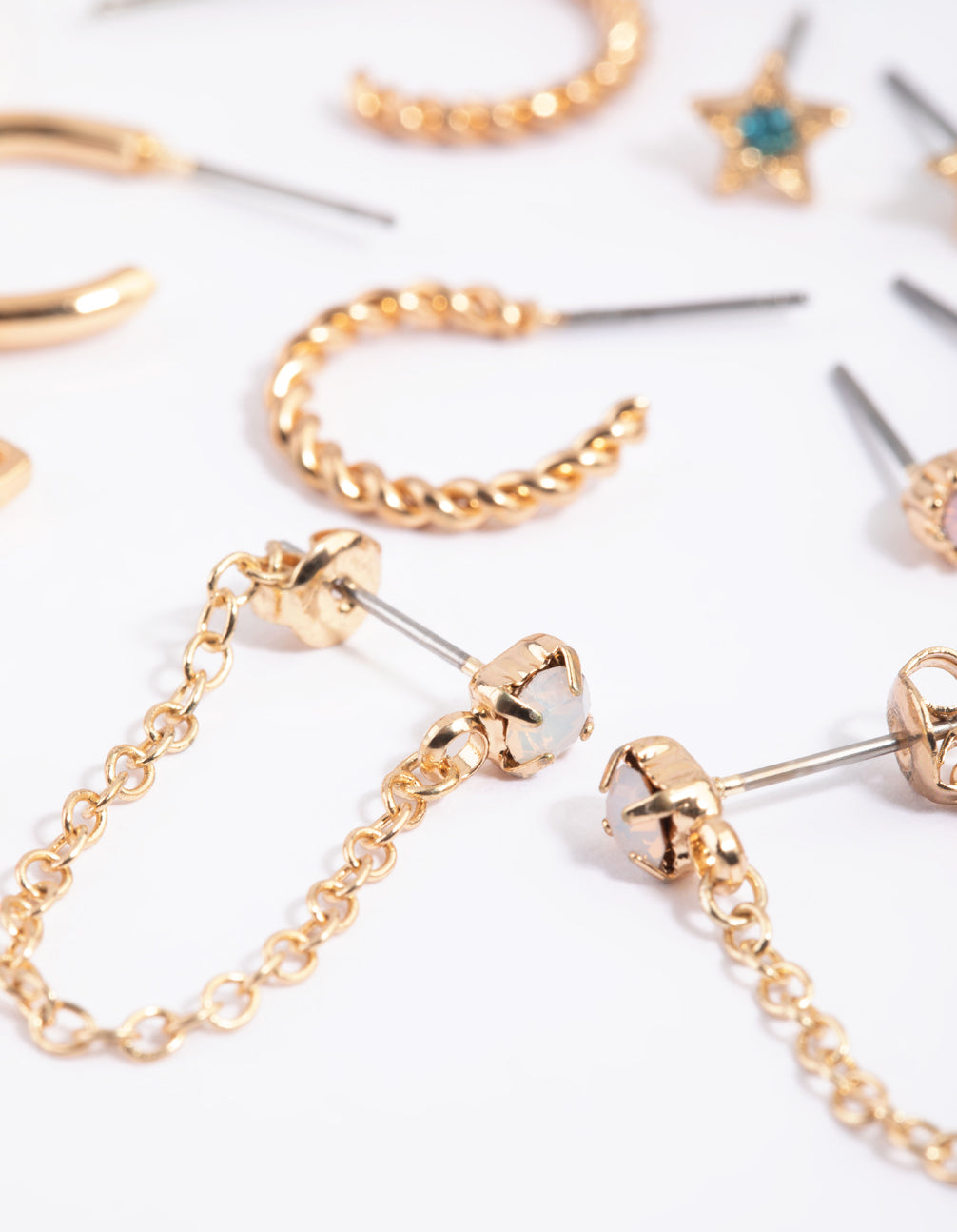 Gold Enamel Stud & Hoop Earring 8-Pack