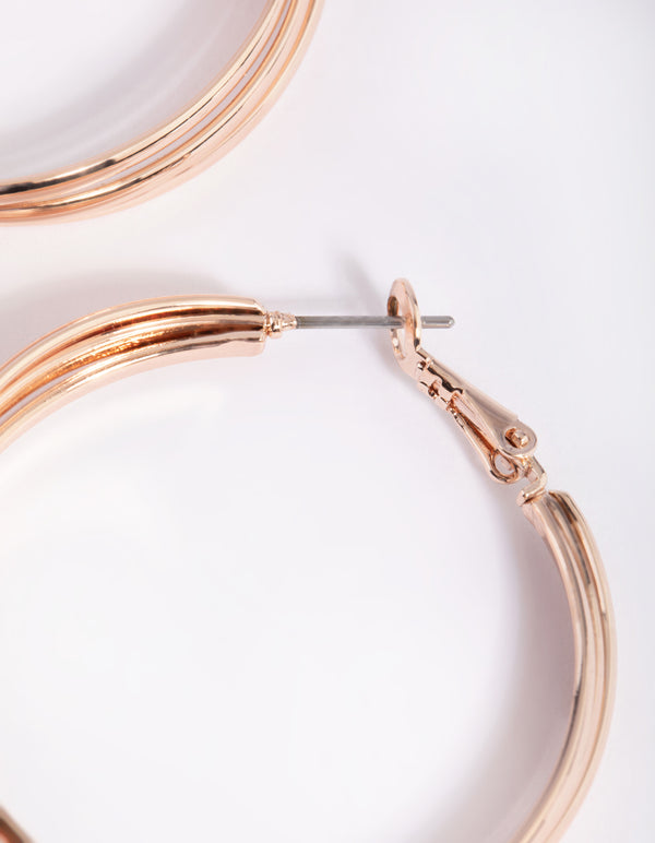 Rose Gold Twisted Hoop Earrings